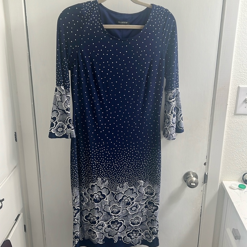Glamour navy blue and white dress size 10